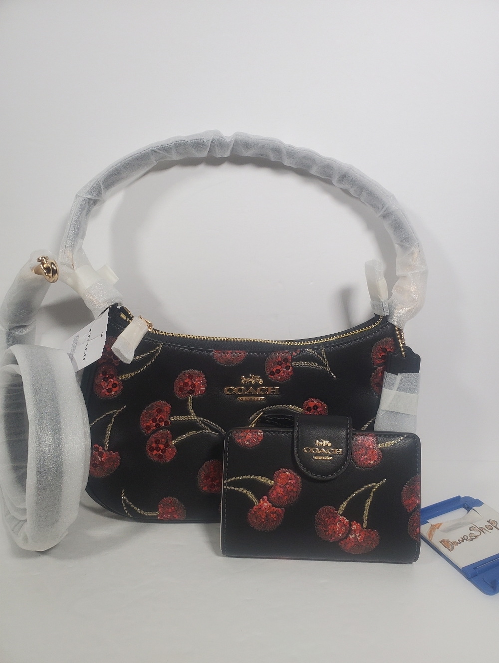 Bundle Coach Teri Shoulder Bag  and wallet With Cherry Print NWT